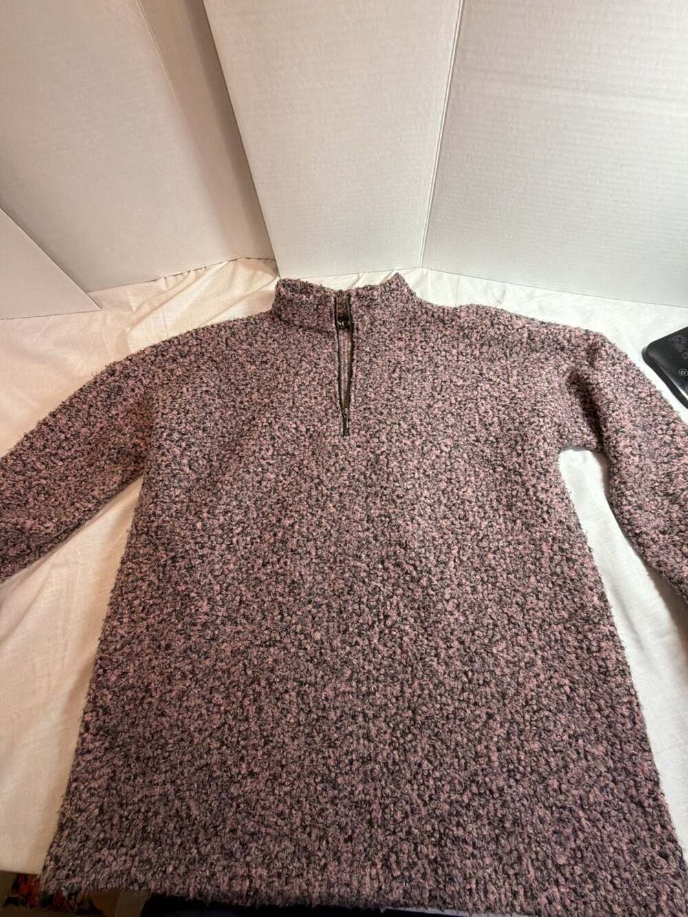 ISCA Women's Size L/G Textured Quarter Zip Pullover Sweater